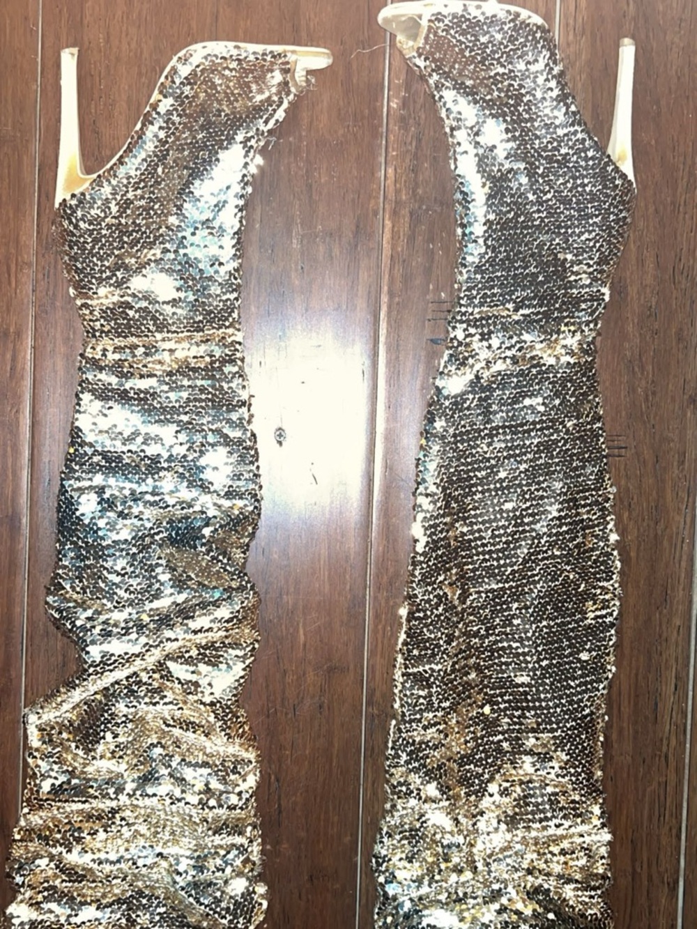 Gold Sequin Over-the-Knee Stiletto heels